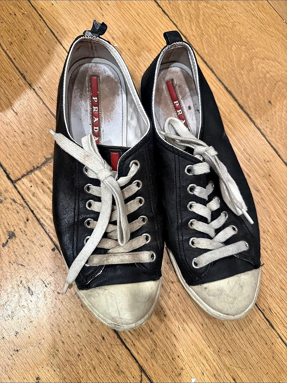 Prada Leather Sneakers Black & White EU 39